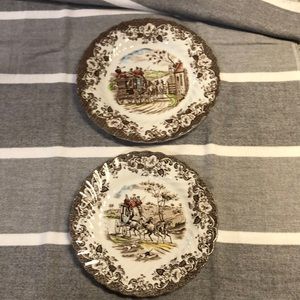 2 plate lot -Johnson brothers ironstone coaching scenes plates